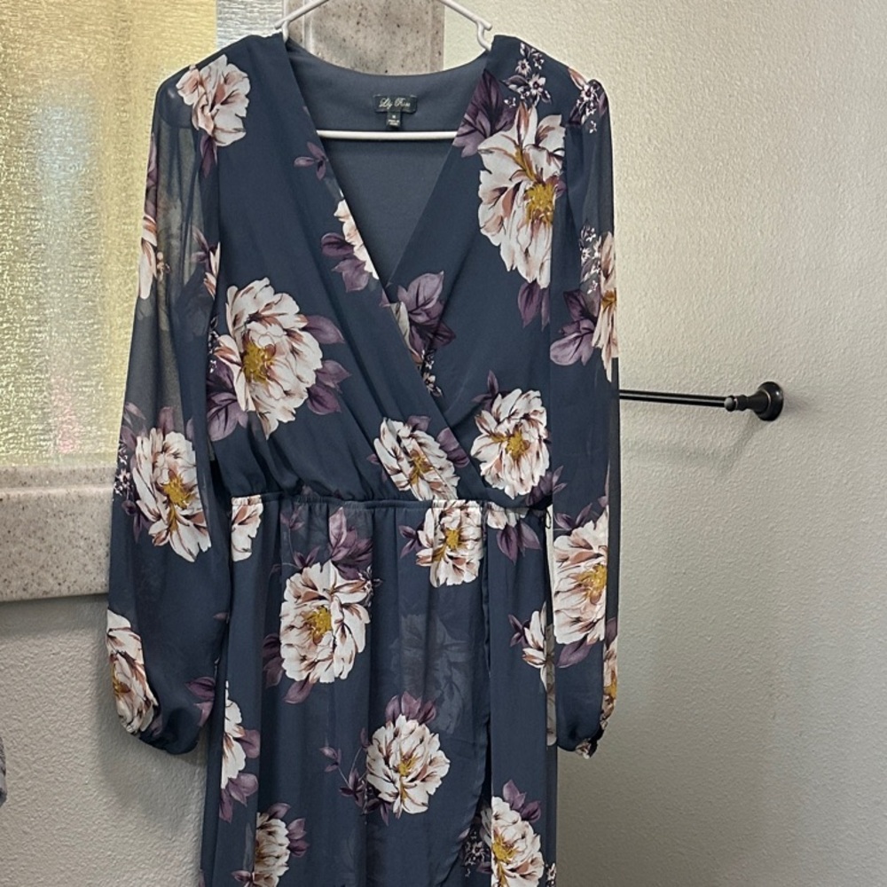 Lily Rose Navy Floral Long Sleeve Dress